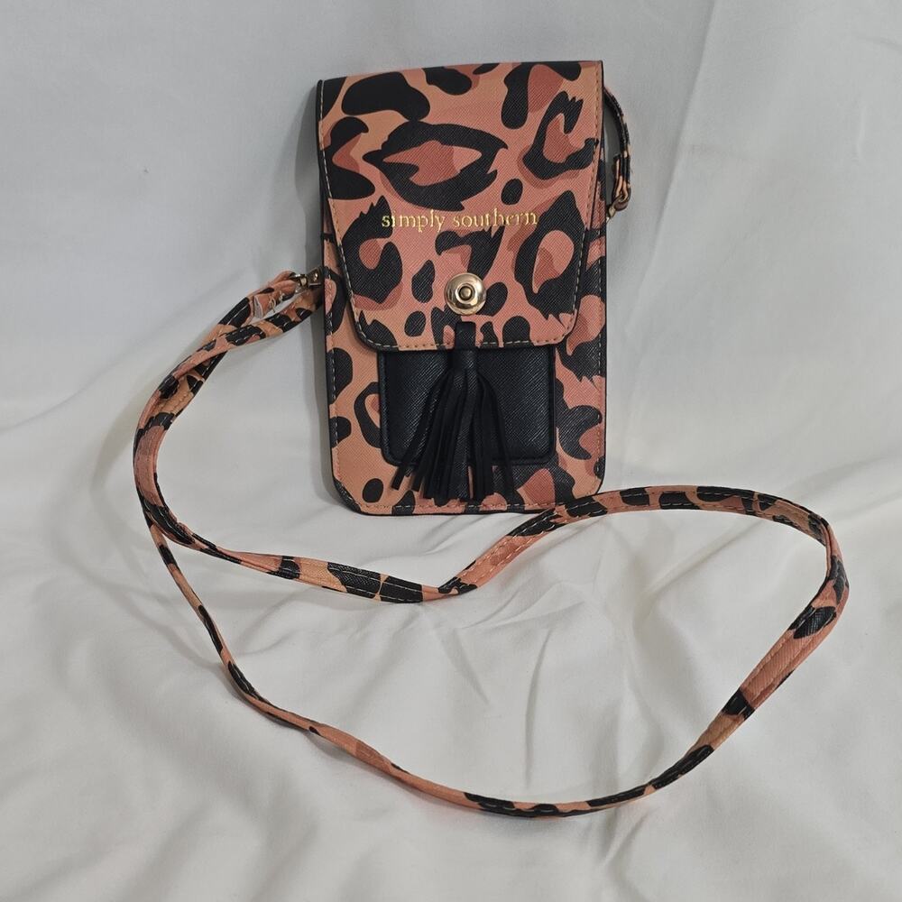 Simply Southern Leopard Print Crossbody Phone Card Case Tassle